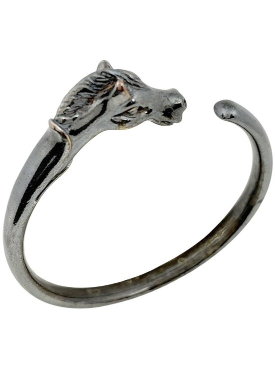 HERMES Double-Head Horse Bracelet Silver925 Cheval Horse  Hermes Chevalhos Bangle Horse Metal Silver Bracelet